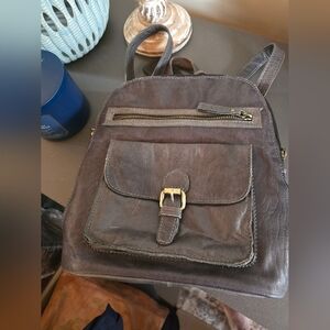 Bluish Grey Geuine Leather Backpack